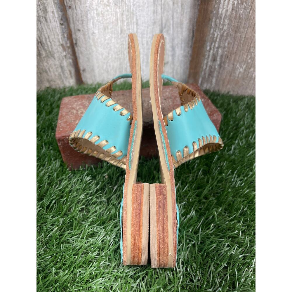 Jack Rogers Pineapple Teal Gold Thong Sandal Made Dominican Republic Women's 5.5 - Picture 9 of 9